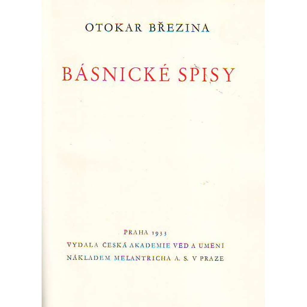 Básnické spisy (Otokar Březina - Tajemné dálky, Svítání na západě, Větry od pólů, Stavitelé chrámu, Ruce) [poezie, básně, verše]